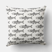 アンチョビパターン – 黒（白） クッション (裏面)