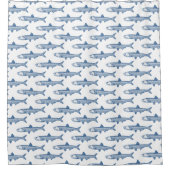 アンチョビ模様 – 白に絞り青 シャワーカーテン (正面)