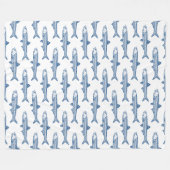 アンチョビ模様 – 白に絞り青 フリースブランケット (正面(横))