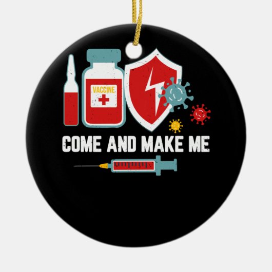 アンチワクチン来の命令と強制Vaxの作成 セラミックオーナメント (正面)