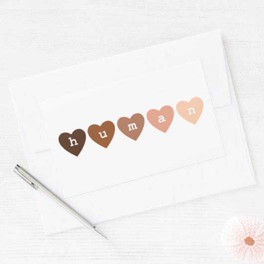 アンチ人種主義の人間ハート 長方形シール (封筒)