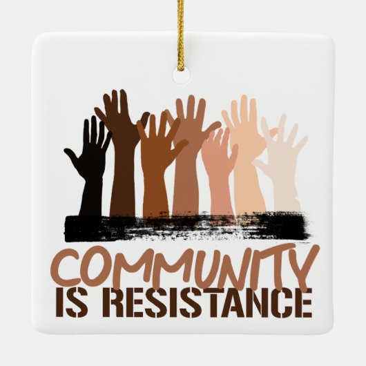 アンチ人種主義の共同体は抵抗である セラミックオーナメント (裏面)