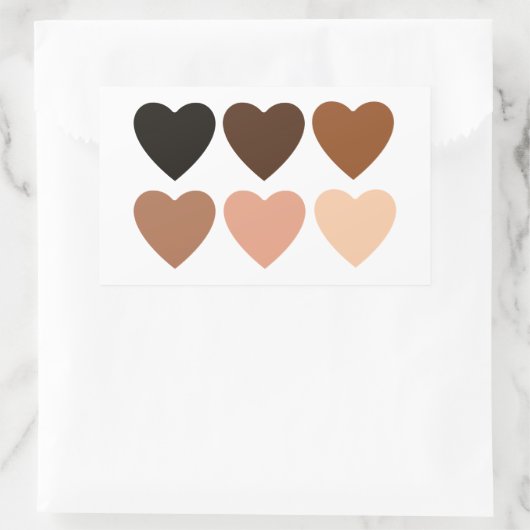 アンチ人種主義スキントーンハート 長方形シール (バッグ)