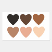 アンチ人種主義スキントーンハート 長方形シール (正面)