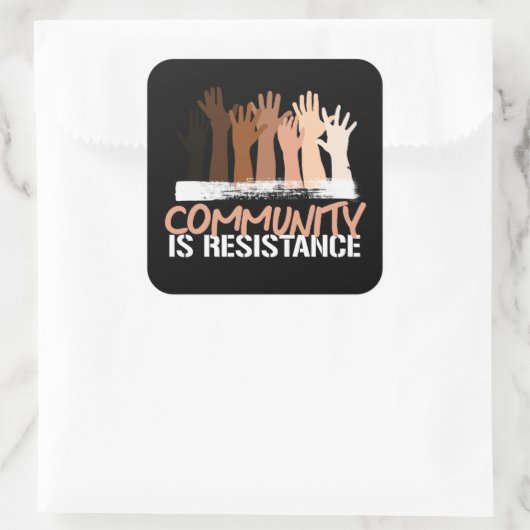 アンチ人種差別コミュニティはレジスタンス・スクエアのステッカー スクエアシール (バッグ)