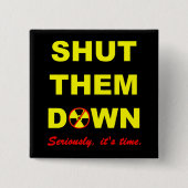 アンチ原子力のスローガンPinbackの下のそれら締められる 缶バッジ (正面)