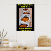 アンチ喫煙ポスターの黄色い言葉 ポスター (キッチン)