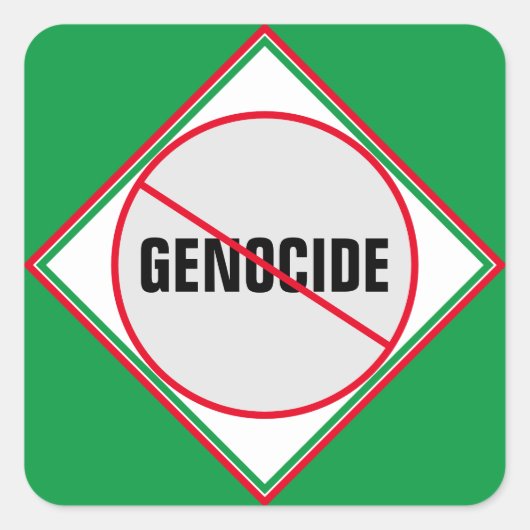 アンチ大量虐殺の赤緑色 スクエアシール (正面)