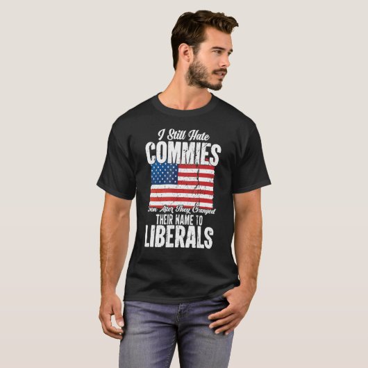 アンチ社会主義共産主義プロアメリカ愛国主義 Tシャツ (正面フル)
