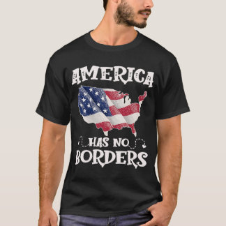 アンチ移民改革アメリカ縁ど合衆国国旗 Tシャツ