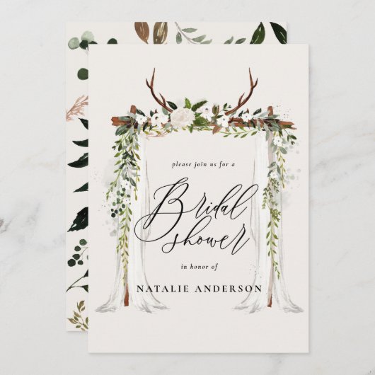 アンチ素朴ラーと葉のブライダルシャワーの招待 セーブザデート (正面/裏面)