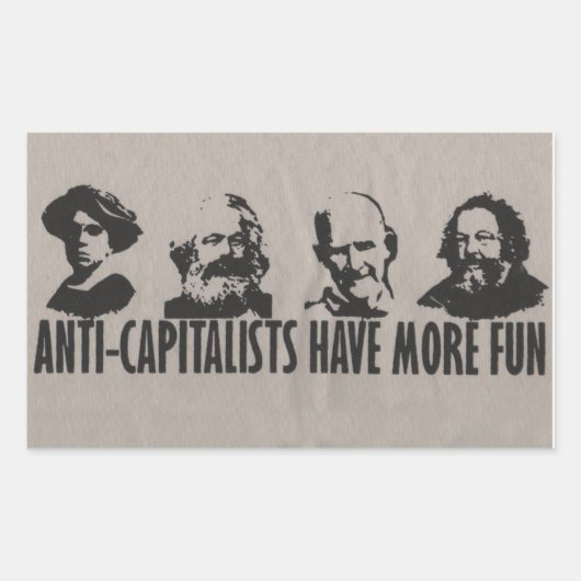 アンチ資本家がおもしろいを増やす – Stickers 長方形シール (正面)