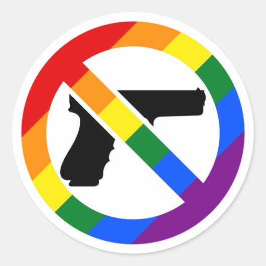 アンチ銃アンチNRA LGBTプライドシール ラウンドシール (正面)