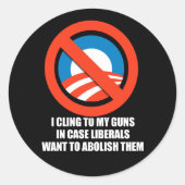 アンチ – オバマ – 私は自由wの場合に私の銃にしがみつく ラウンドシール (正面)