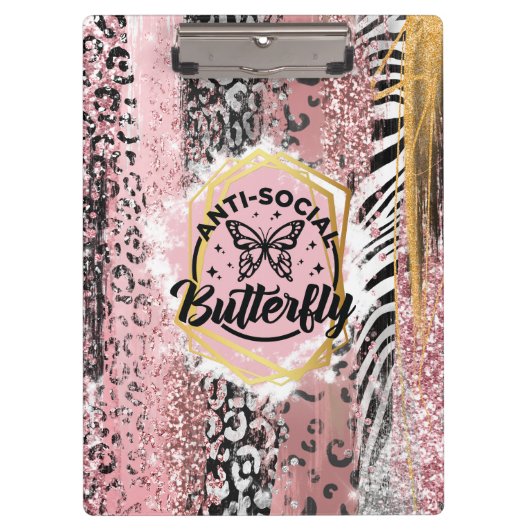 アンチ – ソーシャルバタフライクリップボード クリップボード (正面)