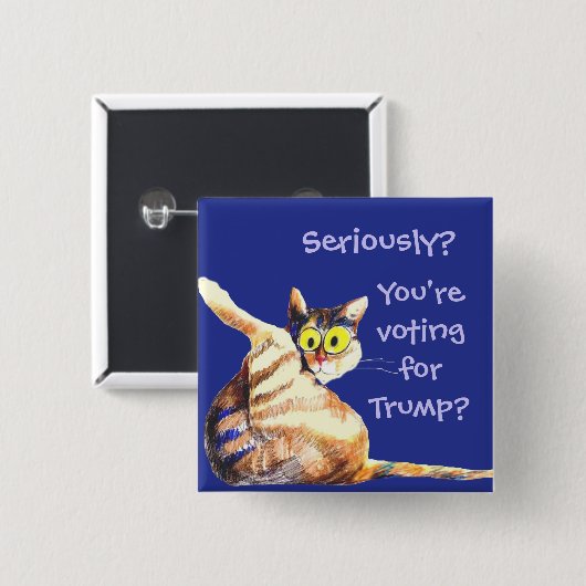 アンチ·トランプ·バイデン氏·ハリスおもしろいの猫民主党ユーモア 缶バッジ (正面&裏面)