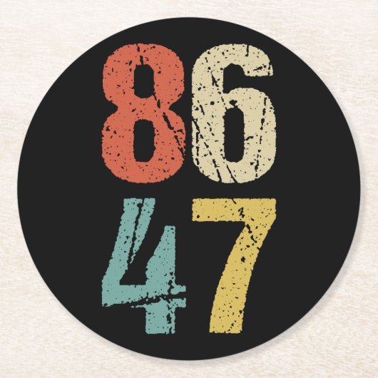 アンチ – トランプ – 86 47 I ラウンドペーパーコースター (正面)