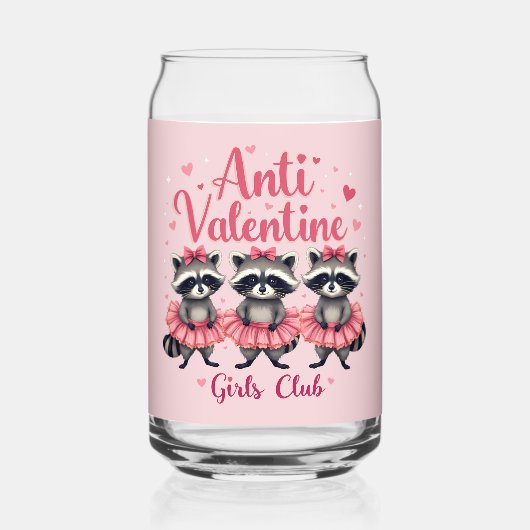 アンチ・バレンタインデーおもしろいアライグマかわいいかわいい ガラス缶 (正面)