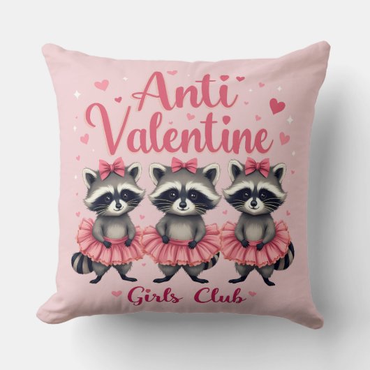 アンチ・バレンタインデーおもしろいアライグマかわいいかわいい クッション (正面)