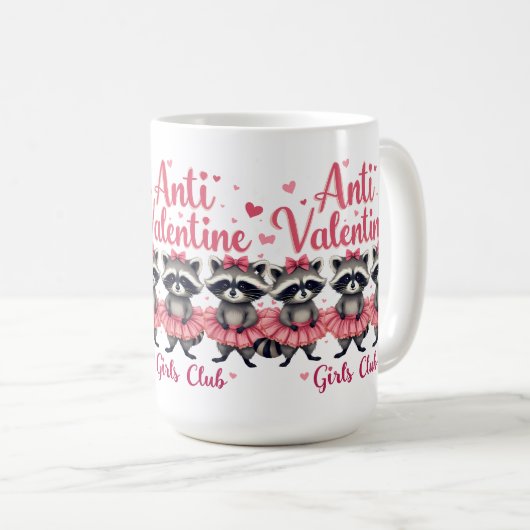 アンチ・バレンタインデーおもしろいアライグマかわいいかわいい コーヒーマグカップ (正面右)