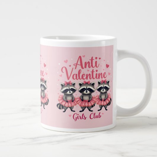アンチ・バレンタインデーおもしろいアライグマかわいいかわいい ジャンボコーヒーマグカップ (右)
