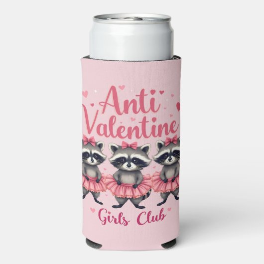 アンチ・バレンタインデーおもしろいアライグマかわいいかわいい スリム缶クーラー (Seltzer裏面)