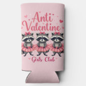 アンチ・バレンタインデーおもしろいアライグマかわいいかわいい スリム缶クーラー (裏面)