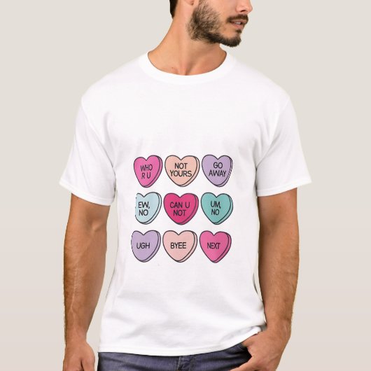 アンチ・バレンタインデーおもしろい独身の認識度 Tシャツ (正面)