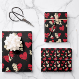 アンチ – バレンタイン壊れたハートパターン1 ラッピングペーパーシート