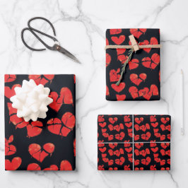 アンチ – バレンタイン壊れたハートパターン6 ラッピングペーパーシート