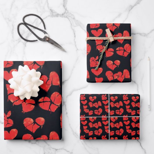 アンチ – バレンタイン壊れたハートパターン6 ラッピングペーパーシート (正面)