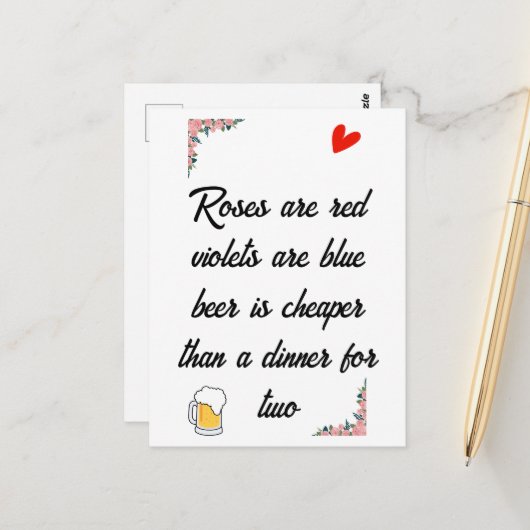 アンチ・バレンタイン・デイ・ビールおもしろカード ポストカード (正面/裏面インサイチュ)