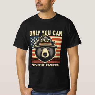 アンチ – ファシズムはっきりしたベアグラフィックに抵抗し防止 Tシャツ
