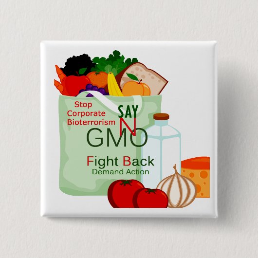 アンチGMO Genticallyによって変更される食糧ボタン 缶バッジ (正面)