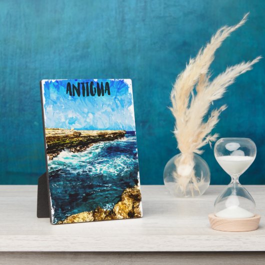 アンティガカリブのアイランドトロピカルウォーター色 フォトプラーク (側面)