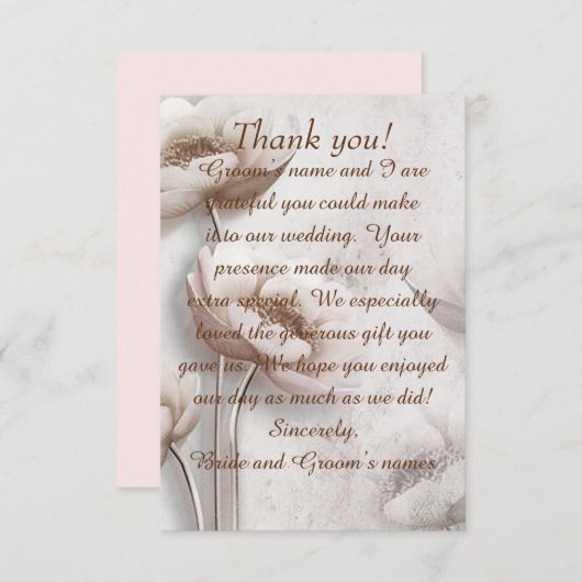 アンティク・ルック・ロータス・フラワー結婚のサンキューカード サンキューカード (正面/裏面)