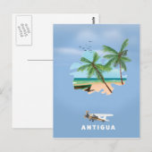 アンティグアのイラスト地図 旅行ポスター ポストカード (正面/裏面)