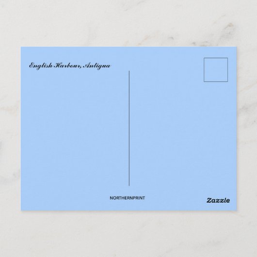 アンティグアのイングリッシュハーバーを望む ポストカード (裏面)