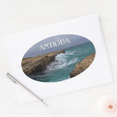 アンティグアアイランドシースケープステッカー 楕円形シール (封筒)