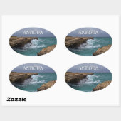 アンティグアアイランドシースケープステッカー 楕円形シール (シート)