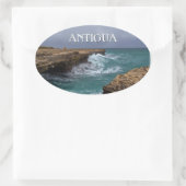 アンティグアアイランドシースケープステッカー 楕円形シール (バッグ)
