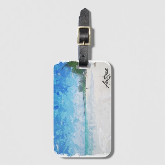 アンティグアカリブのアイランドトロピカルパノラマビュー ラゲッジタグ (正面縦)