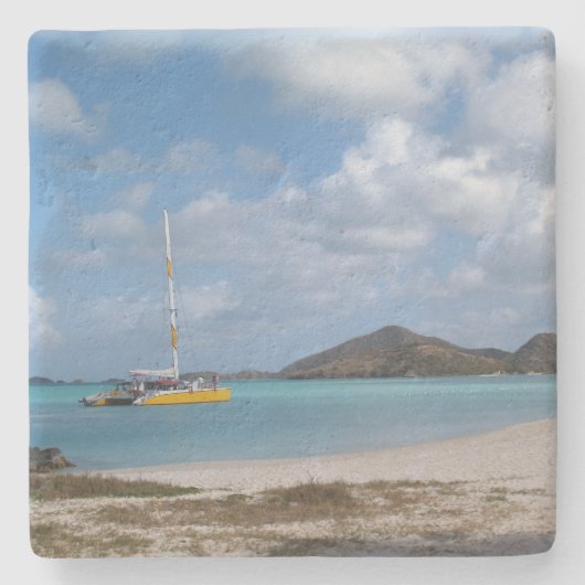 アンティグアスクエアコースターのビーチのカタマラン ストーンコースター (正面)