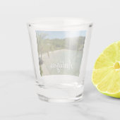 アンティグアンビーチ美しい熱帯風景 ショットグラス (裏面)