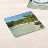 アンティグアンビーチ美しい熱帯風景 スクエアペーパーコースター (アングル)