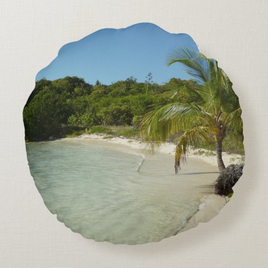 アンティグアンビーチ美しい熱帯風景 ラウンドクッション (裏面)