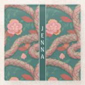 アンティグアンレーサースネークパステルカラフルパターン ガラスコースター (正面)