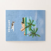 アンティグア図解入りの、写真付きの地図の旅行ポスター ジグソーパズル (横)