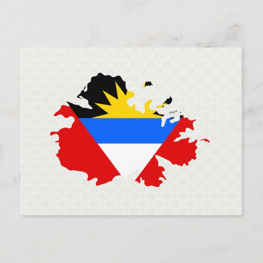 アンティグア国旗の地図フルサイズ ポストカード (正面)
