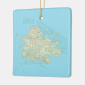 アンティグア島の地図クリスマス セラミックオーナメント (左)